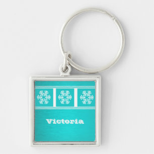 Porte-clés Modern Snowflakes Premium Keychain, Aqua