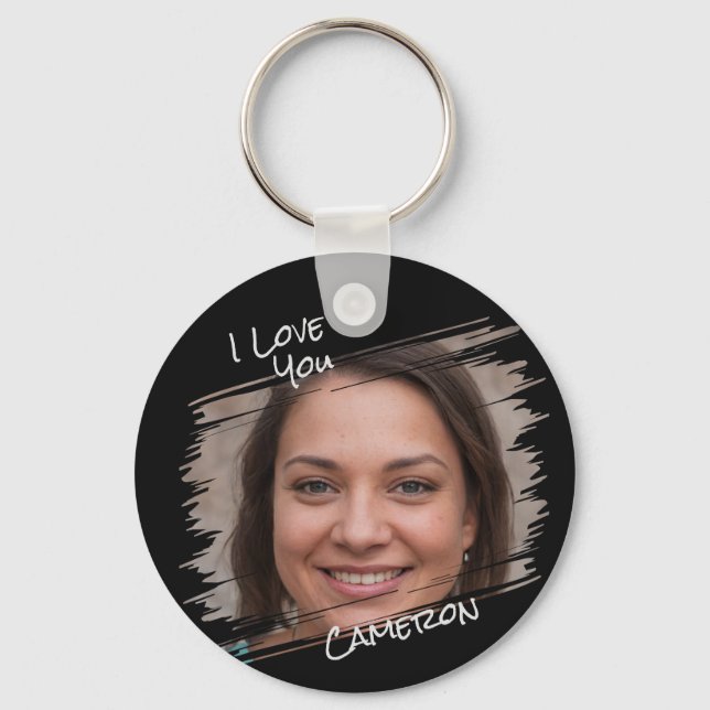 Porte-clés Modern Street Art Ajouter Photo I Love You Boyfrie (Recto)