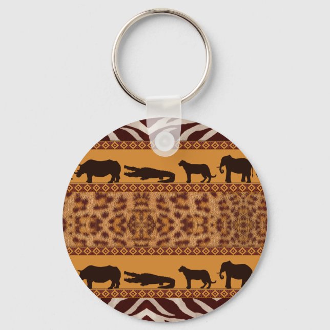 Porte-clés Modern Tribal African Jaguar Pattern Animal Print (Recto)