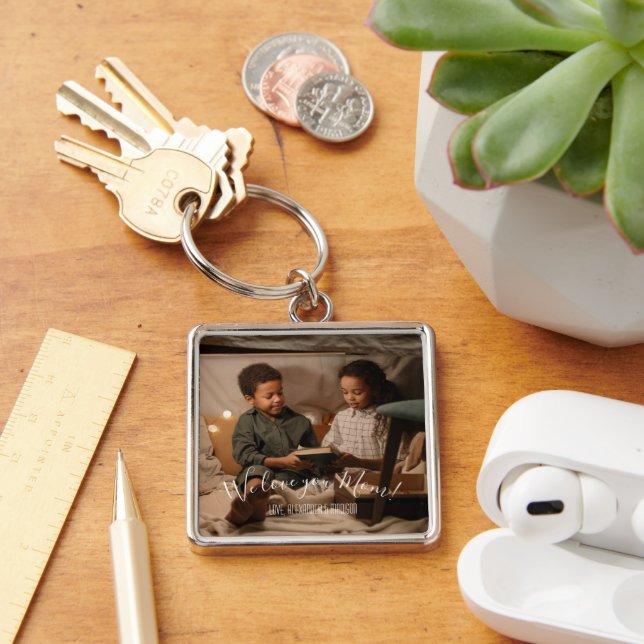 Porte-clés Modern We Love You Mom Photo Porte - clé (Bureau)