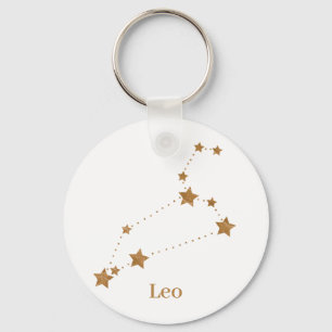 Porte-clés Modern Zodiac Sign Gold Leo Element Fire