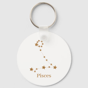 Porte-clés Modern Zodiac Sign Gold Pisces Element Water