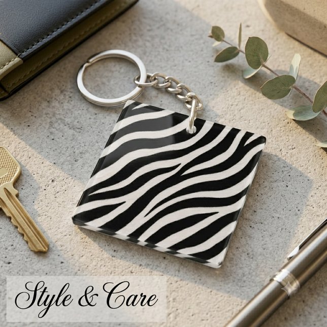 Porte-clés moderne à motif zèbre Accessoire élégan (Modern Zebra Pattern Keychain Stylish Accessory)