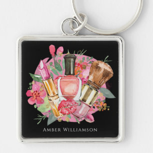 Porte-clés Moderne Artiste Maquilleuse Féminine Chic Rose Aqu
