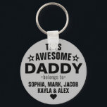 Porte-clés Moderne Ce Magnifique Papa Appartient À La Fête de<br><div class="desc">Personnalisé Ce merveilleux papa appartient à Star Fête des pères Porte - clé gris argent Personnalisez-le avec les noms de vos enfants.</div>