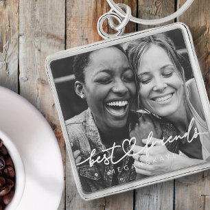 Porte-clés Moderne Chic Coeur Best Friends Besties BFF Photo