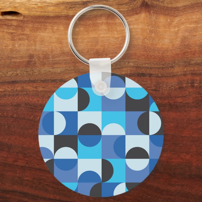 Porte-clés Moderne de milieu de siècle Demi-cercles Bleu Turq (Recto)