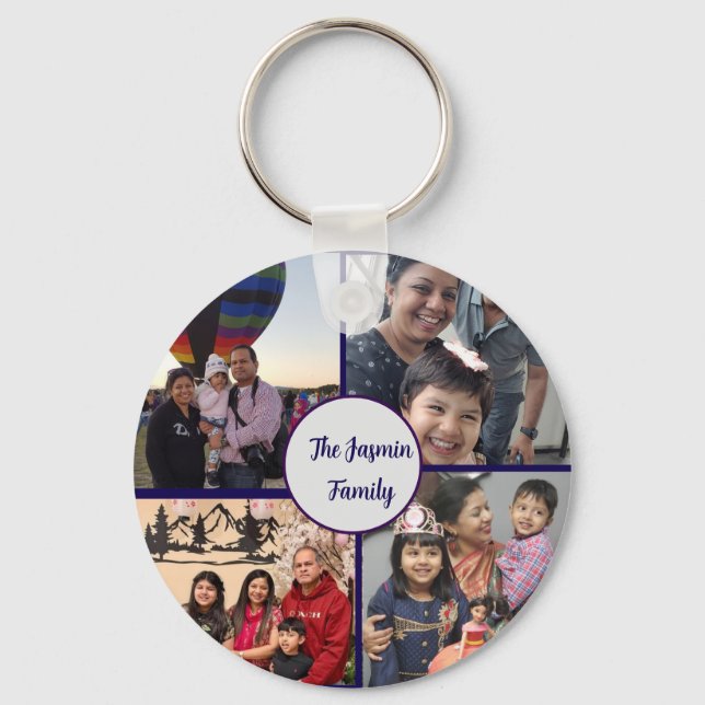 Porte-clés Moderne élégant multi photo famille stylée  (Recto)