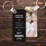 Porte-clés Moderne Meilleur Grand-Père Jamais Nom Porte - clé<br><div class="desc">Moderne Meilleur Grand-Père Jamais Nom Photo Coeur. Un cadeau pratique qui rappelle au grand-père combien ses petits-enfants s'intéressent à lui. Personnalisez le texte au besoin et remplacez l'exemple de photo au dos par le vôtre.</div>