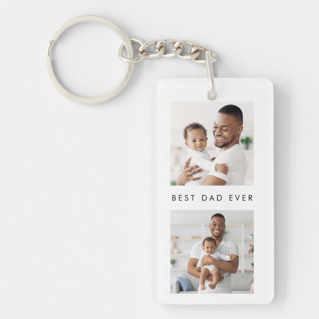 Porte-clés moderne Meilleur Papa 2 Photos (Devant)