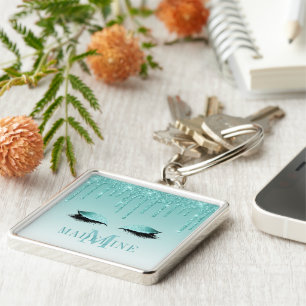 Porte-clés Moderne Monogramme Turquoise Parties scintillant L