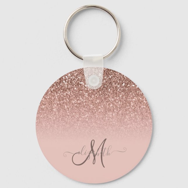 Porte-clés Moderne Paillettes Sequins Ombré Monogramme  (Recto)