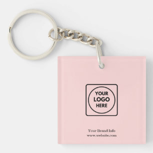 Porte-clés moderne rose blush Logo d'entreprise
