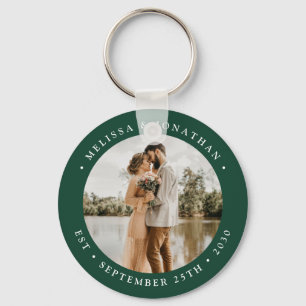 Porte-clés Moderne Simple Emerald Green Photo Mariage Faveur
