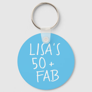 Porte-clés Moderne stylish Name Blue 50 Fabuleux anniversaire