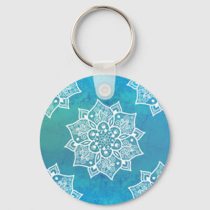 Porte-clés Moderne turquoise bleu ombre pascolor mandala