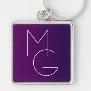 Porte-clés Modernes 2 Initiales Deep Purple Subtil Ombre