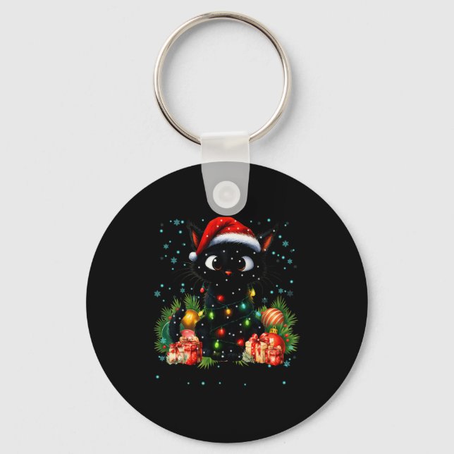 Porte-clés Moewy Noël Chapeau de Père Noël pour Chat Noir Mig (Recto)
