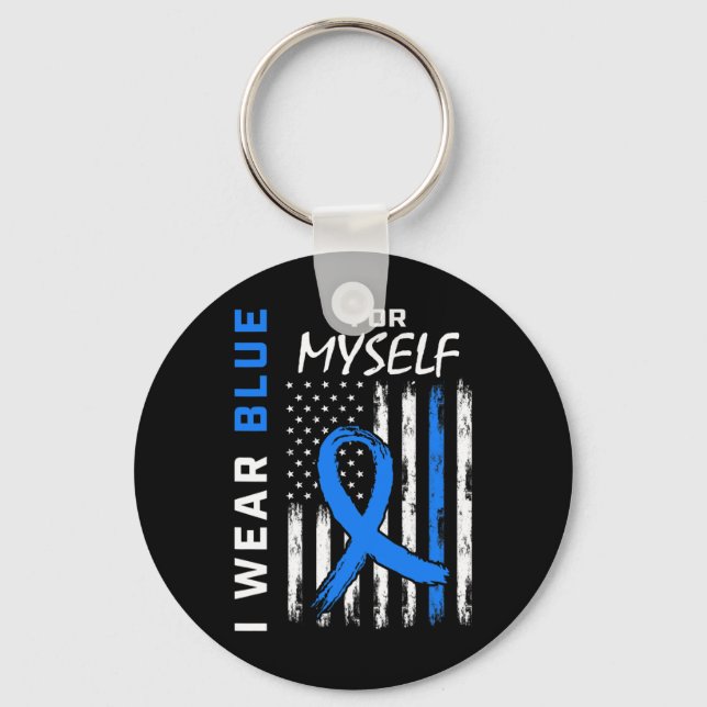 Porte-clés Moi Je Porte Du Bleu Pour Moi-Même Sensibilisation (Recto)