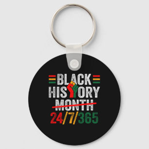 Porte-clés Mois de l'histoire des Noirs 24 7 365 Poing Hommes