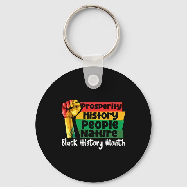 Porte-clés Mois de l'histoire des Noirs Main Poing Prospérité (Recto)