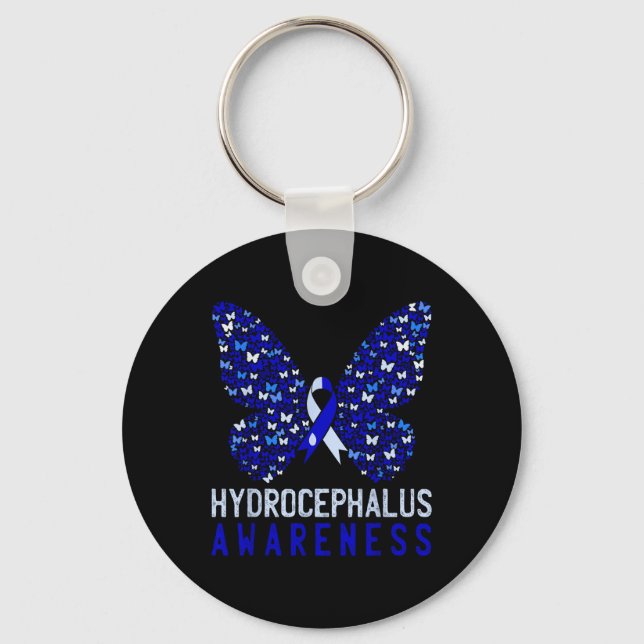 Porte-clés Mois de sensibilisation à l'hydrocéphalie papillon (Recto)