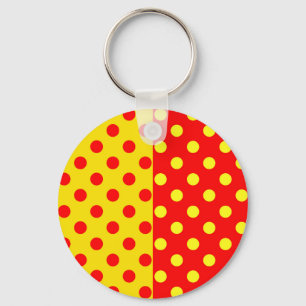 Porte-clés Moitié rouge Jaune Pois Design Motif