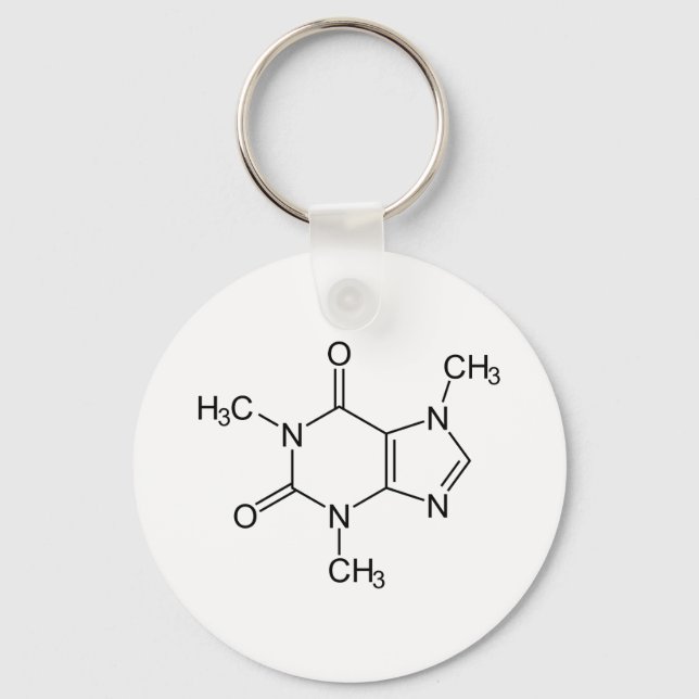 Porte-clés Molécule de caféine Chimie Café Atomes (Recto)