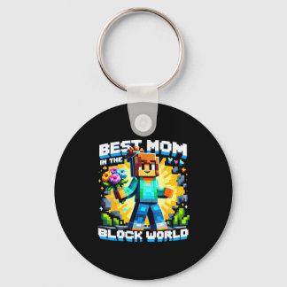 Porte-clés Mom in the block world pixel gaming mother day