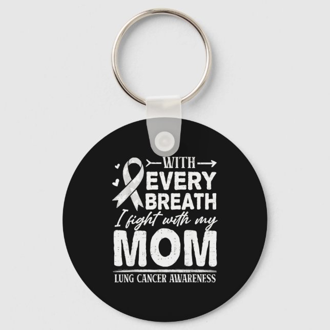 Porte-clés Mom Lung Cancer Awareness White Ribbon Family Supr (Recto)
