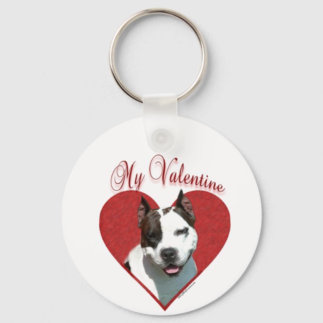Porte-clés Mon AmStaff Valentine (Recto)