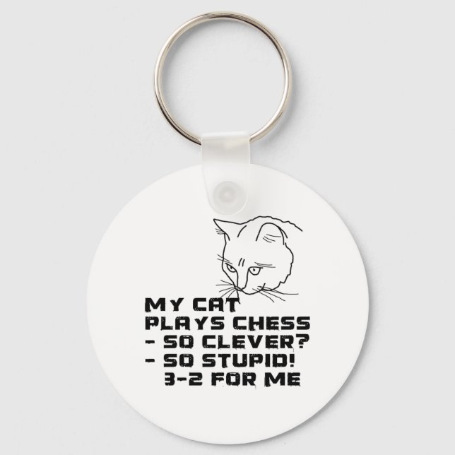 Porte-clés Mon Chat Joue Aux Échecs (Recto)