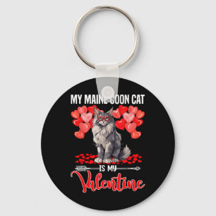 Porte-clés Mon chat Maine Coon mignon est mon Valentin Saint-
