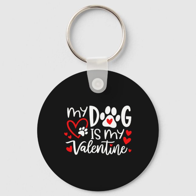 Porte-clés Mon chien est mon chien de la Saint-Valentin Chien (Recto)