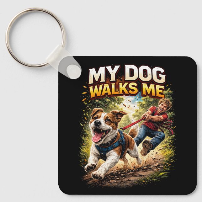 Porte-clés Mon chien me promène (Recto)