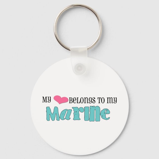 Porte-clés Mon coeur appartient à mon marin (Recto)