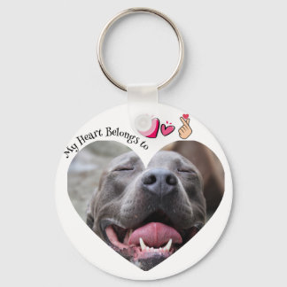 Porte-clés Mon coeur appartient à Pitbull chien photo personn