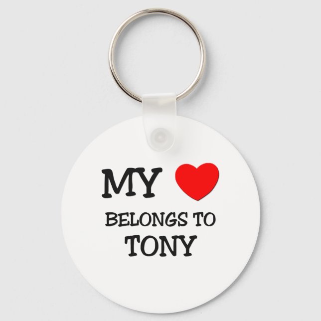 Porte-clés Mon coeur appartient à Tony (Recto)