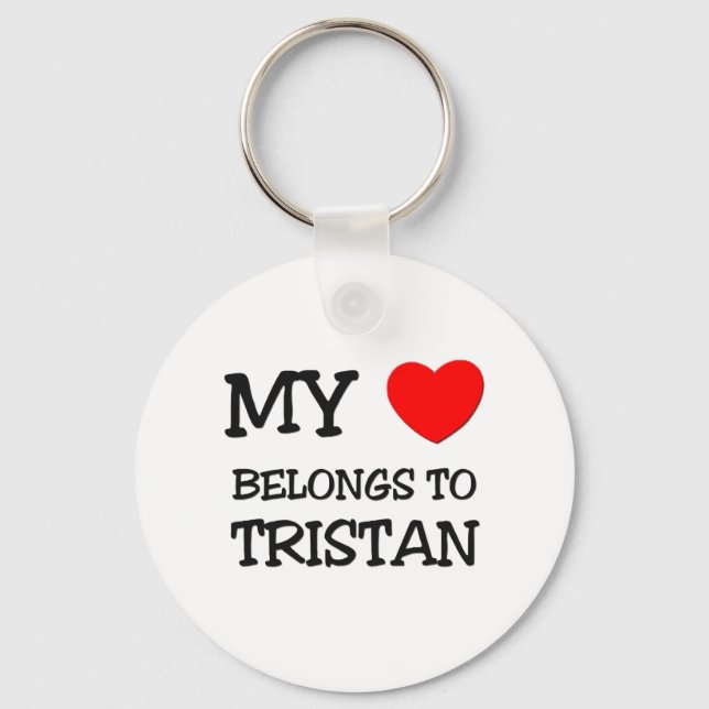 Porte-clés Mon coeur appartient à Tristan (Recto)