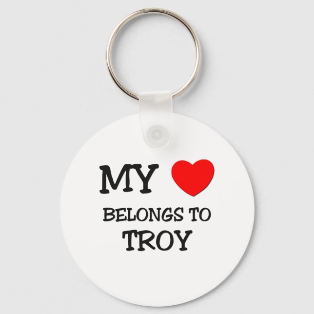 Porte-clés Mon coeur appartient à Troy (Recto)