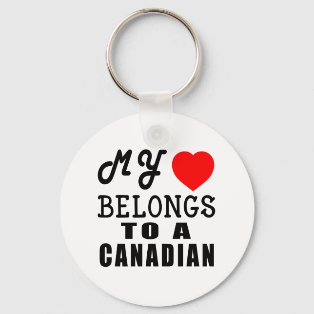 Porte-clés Mon Coeur Appartient À Un Canadien (Recto)