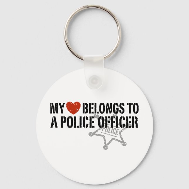 Porte-clés Mon coeur appartient à un policier (Recto)
