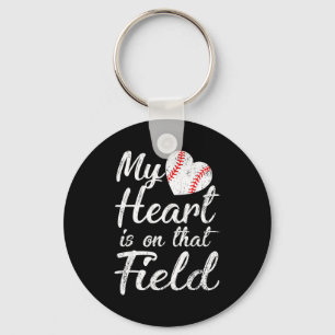 Porte-clés Mon cœur est sur ce terrain de baseball softball m