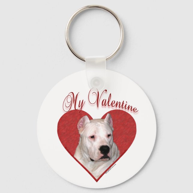 Porte-clés Mon Dogo Argentino Valentine (Recto)