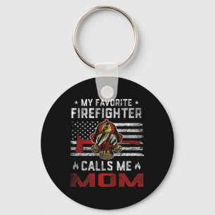 Porte-clés Mon Favori Pompier M'Appelle Maman Usa Flag Moth