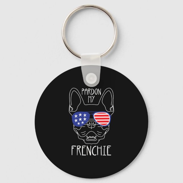 Porte-clés Mon Frenchie - Drôle de Bouledogue Français Drapea (Recto)