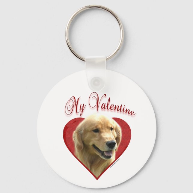 Porte-clés Mon Golden Retriever Valentine (Recto)