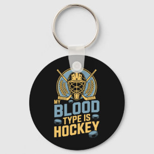 Porte-clés Mon groupe sanguin est hockey, entraîneur de joueu