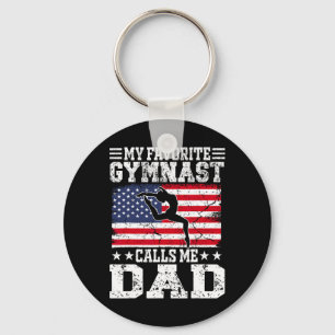 Porte-clés Mon gymnaste préféré m'appelle papa drapeau améric