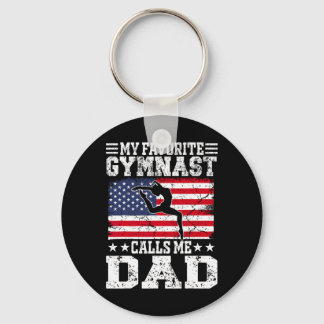 Porte-clés Mon gymnaste préféré m'appelle papa drapeau améric